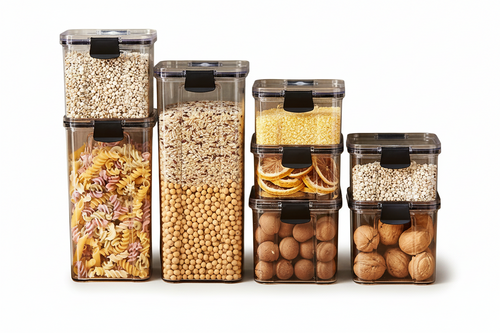Airtight pantry storage containers with sealed lids