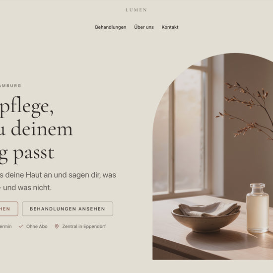 Durchlauf durch die Beispiel-Website eines Kosmetikstudios