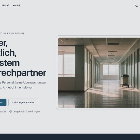 Durchlauf durch die Beispiel-Website einer Gebäudereinigung